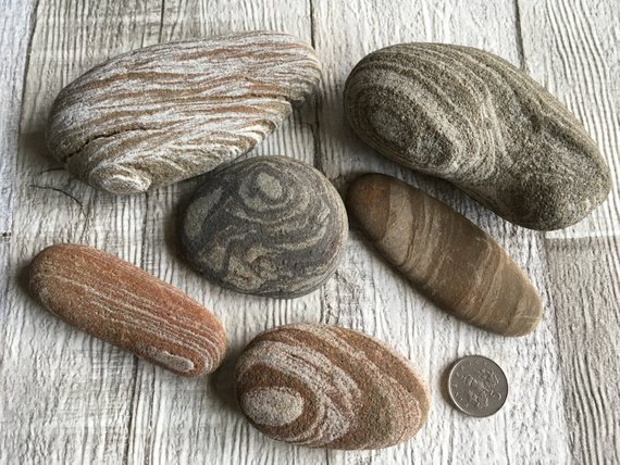 Beautifully patterned beach pebbles