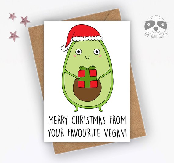 Vegan Avocado Christmas Card